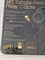 HDMI FIBER CABLE/CORD 6FT TANGLE FREE HIGH SPEED W/ETHERNET 1080P 3D VIDEO 24KT