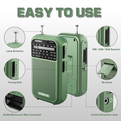 XHDATA D220 Portable AM/FM/SW Radio Compact Great Reception for Travel & Home US