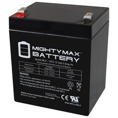 Mighty Max Battery ML5-12F2 – 12V 5AH, F2 Terminal, Rechargeable SLA AGM Battery