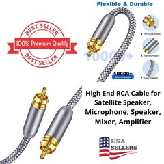 Cable RCA Male to Male Digital Coaxial Audio Cable for Speaker Amplifier 16 Ft