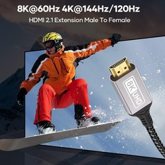 HDMI Extender,4.92FT(1.5M) Cable 10K 8K@60HZ/4K@144HZ,HDMI 2.1 4.92 feet