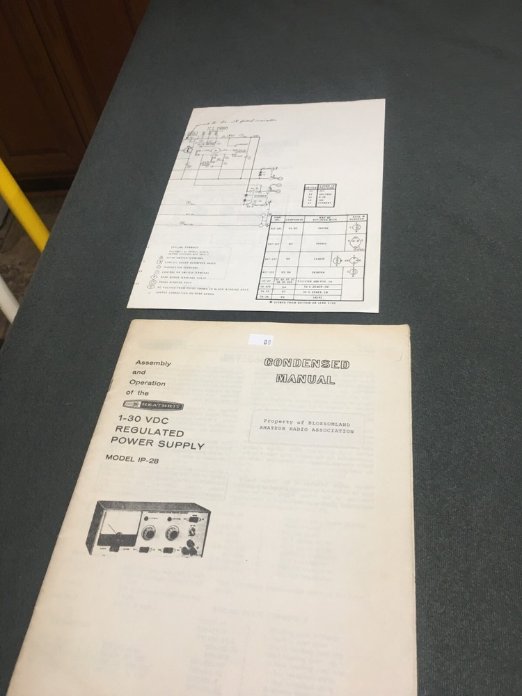Heathkit 1-30 VDC REGULATED POWER SUPPLY MODEL 1P-28 C. Manual + SCHEMATIC