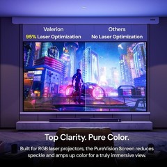 Valerion 120″ PureVision Motorized Screen, 4K/8K UHD, Laser Speckle Reduction