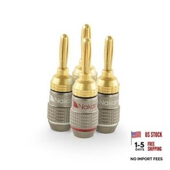 FanLock Excel Series 24k Gold Plated Banana Plugs, 10-18 AWG | 4 Pcs (2-Pairs)