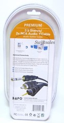 BAFO Premium 24K Gold Plated 3.5mm To RCA Stereo Audio Y-Splitter Cable 6′ 6FT