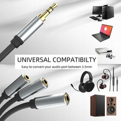 3.5Mm Stereo Audio Splitter Cable, Gold Plated 3.5Mm (1/8″) TRS 1 Male to 3 Fema