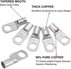 10-100pcs SC16-8 Tinned Copper Ends Lugs Ring Terminals Wire Cable Connectors US