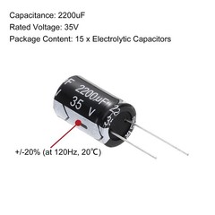 2200uF 35V 16x25mm Electrolytic Capacitor, Radial Leads Aluminum Capacitor 15Pcs