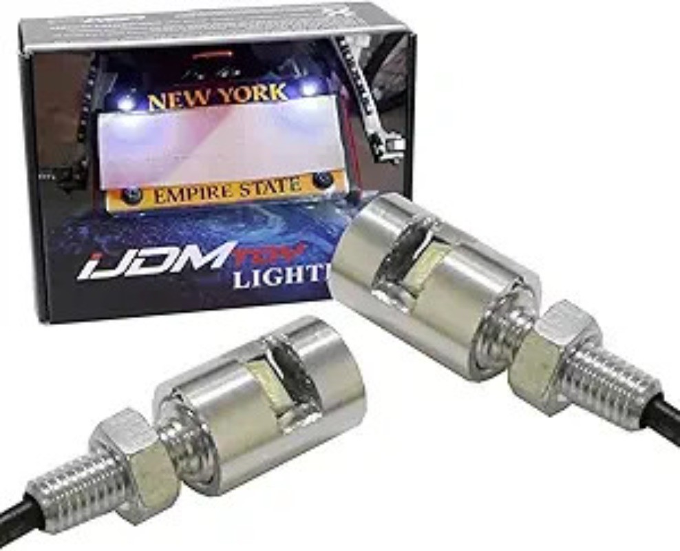 12V Xenon White 5730-SMD Bolt-On LED License Plate Lights Compat Style: Silver