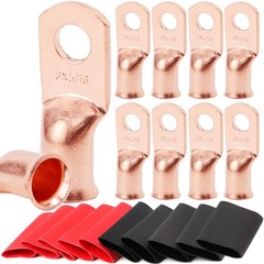 10PCS 2/0 Gauge AWG 5/16″ Battery Cable Lugs Marine Grade M8 Rings Terminal Ends