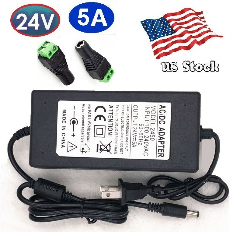 24V 5A 120W AC/DC Adapter Power Supply for Home Electronics with 5.5×2.1mm Plug