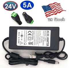 24V 5A 120W AC/DC Adapter Power Supply for Home Electronics with 5.5×2.1mm Plug