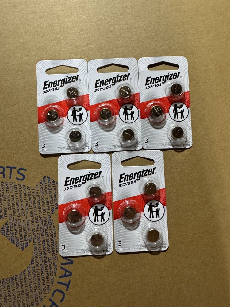 Lot of 15 Energizer 357/303 Battery 1.55V Silver Oxide Coin Cell 0% Hg
