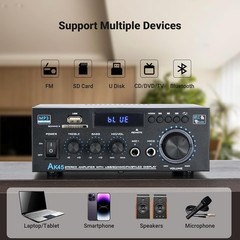 Stereo Receiver & Amplifier Home Audio Amp, AK45 Bluetooth Receiver for Home HIG