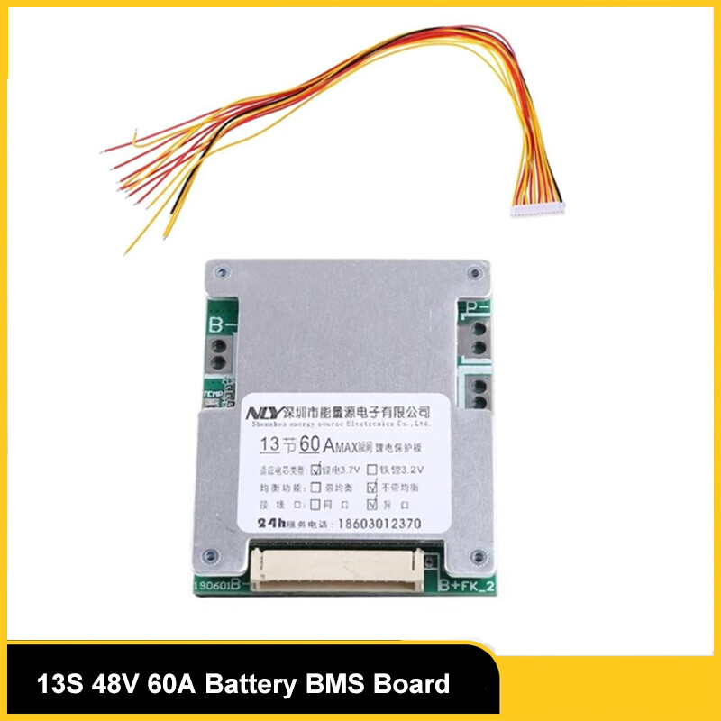 13S 48V 60A Battery BMS Board Module For Li-Ion Battery Protection Board +Cable