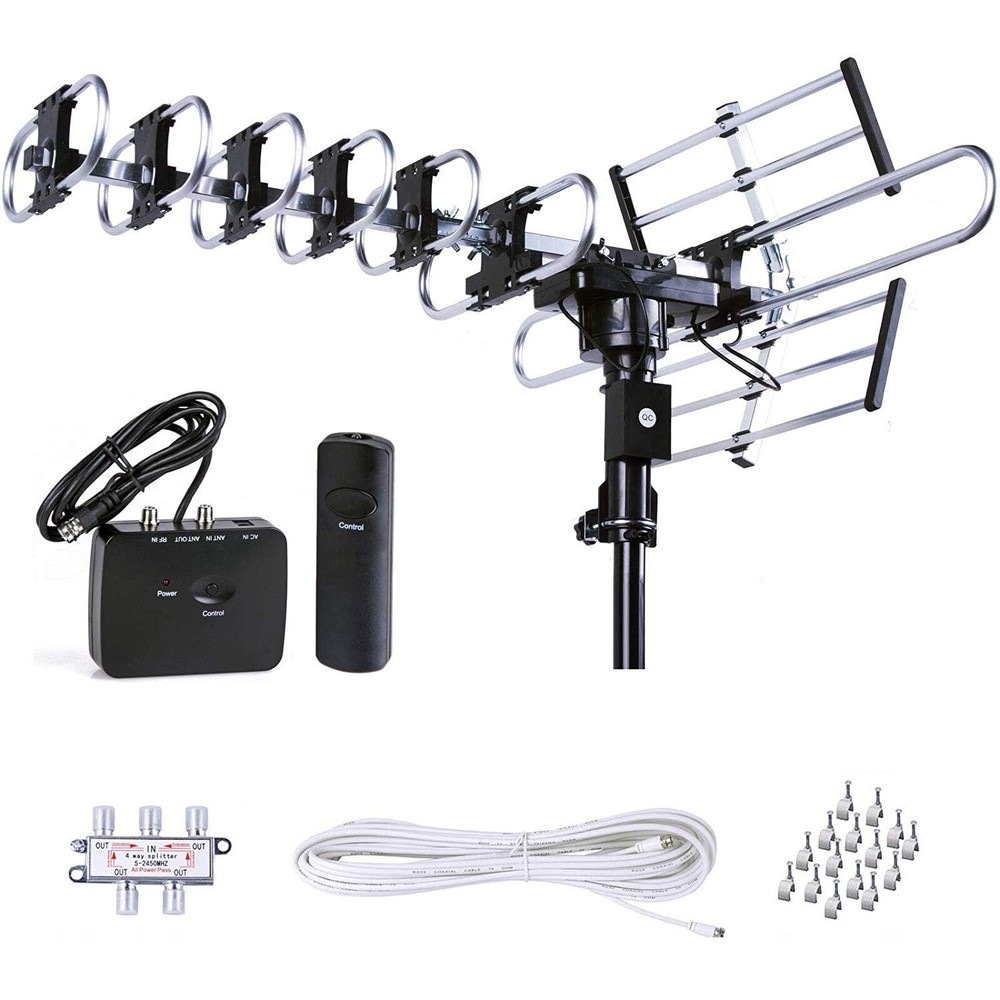 Five Star Outdoor HD TV Antenna Strongest Up to 200 Miles Long Range with Motori