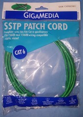 GigaMedia 7ft Cat6 SSTP RJ45 Patch Cables Lot of 3 Metal Connector Ethernet