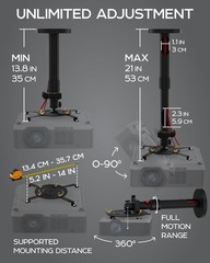 Durable 360° Swivel Projector Mount – Adjustable Wall or Ceiling Installation