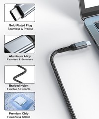 USB C to HDMI Cable 3/15ft 4K Gold-Plated Plugs, Aluminum | Thunderbolt 3/4 Comp