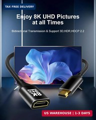 8K Micro HDMI to HDMI Adapter 1.5Ft, Micro HDMI Male to HDMI Female Cable with 8
