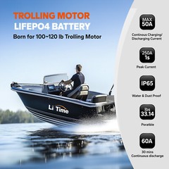 LiTime 36V 50Ah Bluetooth Group31 LiFePO4 Battery for Trolling Motor-refurbished