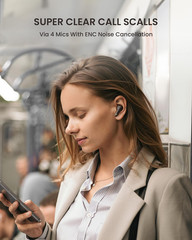 Wireless In-Ear Earbuds 4 Mics ENC Call-Enhancing Rophones 40H Playtime Workouts