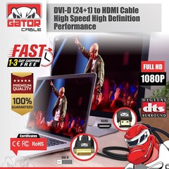 DVI-D 24+1 to HDMI Dual Link Cable Male Gold HDTV PC 1080P Display Adaptor 6FT