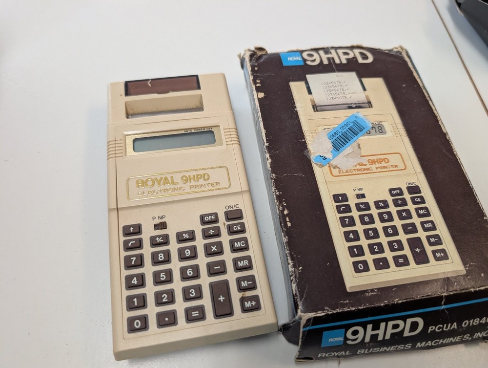 ROYAL Calculator 9HPD Electronic Printer Vintage Beige Brown Desktop
