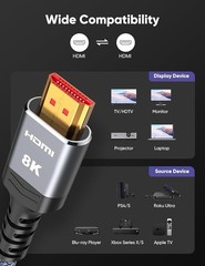 10K 8K HDMI 2.1 Cable 2-Pack 6.6FT, Highwings Certified 48Gbps Ultra High Speed