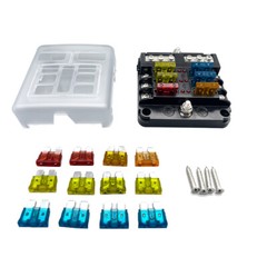 6 Way Car Boat Power Distribution Panel Board Blade Fuse Box Block Holder 12-24V