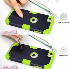 IDweel for iPod Touch Case with 2 Screen Protectors, 3 in 1 Navy Blue + Green