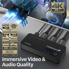 Fosmon Compact 1×2 UHD 4K HDMI Splitter Hub Box HDCP 3D LPCM Dolby Audio Support