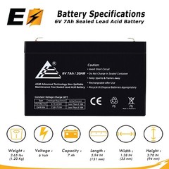ExpertBattery Replacement for 3FM7, 3-FM-7 6V 7Ah UPS Battery
