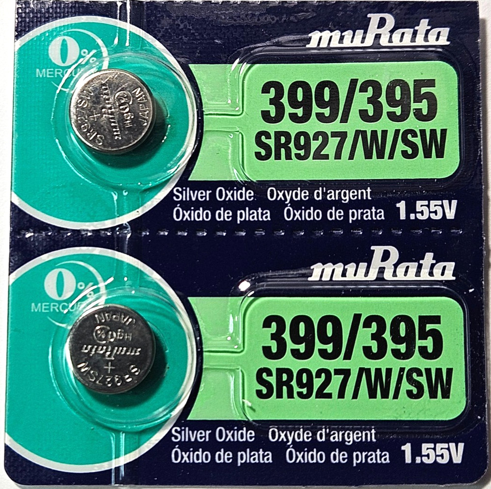 399/395 MURATA 2PK 1.55V SILVER OXIDE (GOOD EXP 10/32) SR927 395 SR57 FREE SHIP