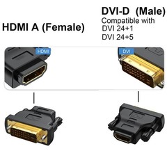 DVI to HDMI Adapter, 10-Pack, Bidirectional, DVI-D(24+1)