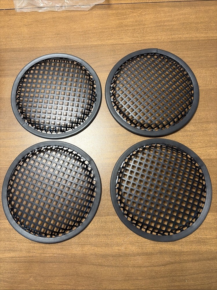Heavy Duty 4 Each Waffle Style Steel Speaker Grill Black 8.25” Overall Diameter