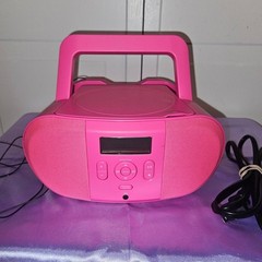 Onn Portable CD Boombox Pink FM Radio Player AASTRA100135463 AC or Battery Power