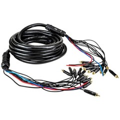 30ft Medusa Cable 10-Channel RCA with 3×12 Ga Black, Blue, Red Power Cables