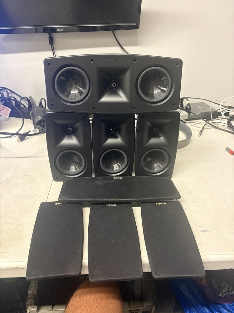 Klipsch Quintet Speakers 4.0 Wired Black Home Theater Center 3 Satellites TESTED