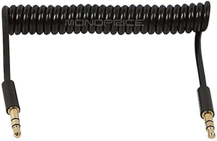 3ft Black Coiled 3.5mm Male to 3.5mm Male Gold Plated – DESIGNED FOR MOBILE 9564