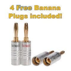 100FT 16/2 AWG White Speaker Wire CL2 CCA Audio Cable + 4 Free Banana Plugs