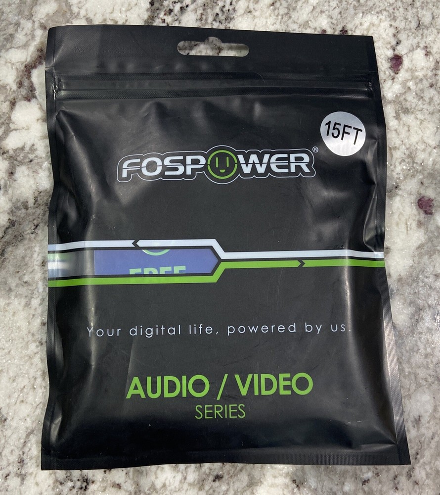FosPower Audio Cable (15 FT), Stereo Audio 3.5mm Auxiliary Short Cord Male to