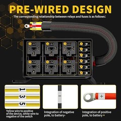 12V Fuse Relay Box 6 Relays and 6 Way ATC/ATO Fuses for Auto Car Marine Boat