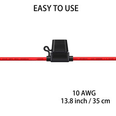 10 Gauge Fuse Holder – 10 AWG Inline Fuse Holder with 40 AMP ATC Blade Fuses (4P