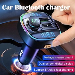 Bluetooth 5.0 Car FM Transmitter Adapter, Hands-Free, USB Charger, AUX Audio US