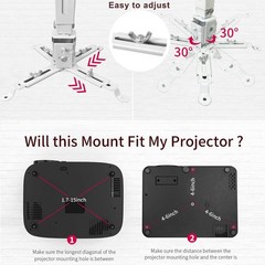 Projector Mount Wall or Ceiling Projection Mount Bracket with Adjustable Heig…