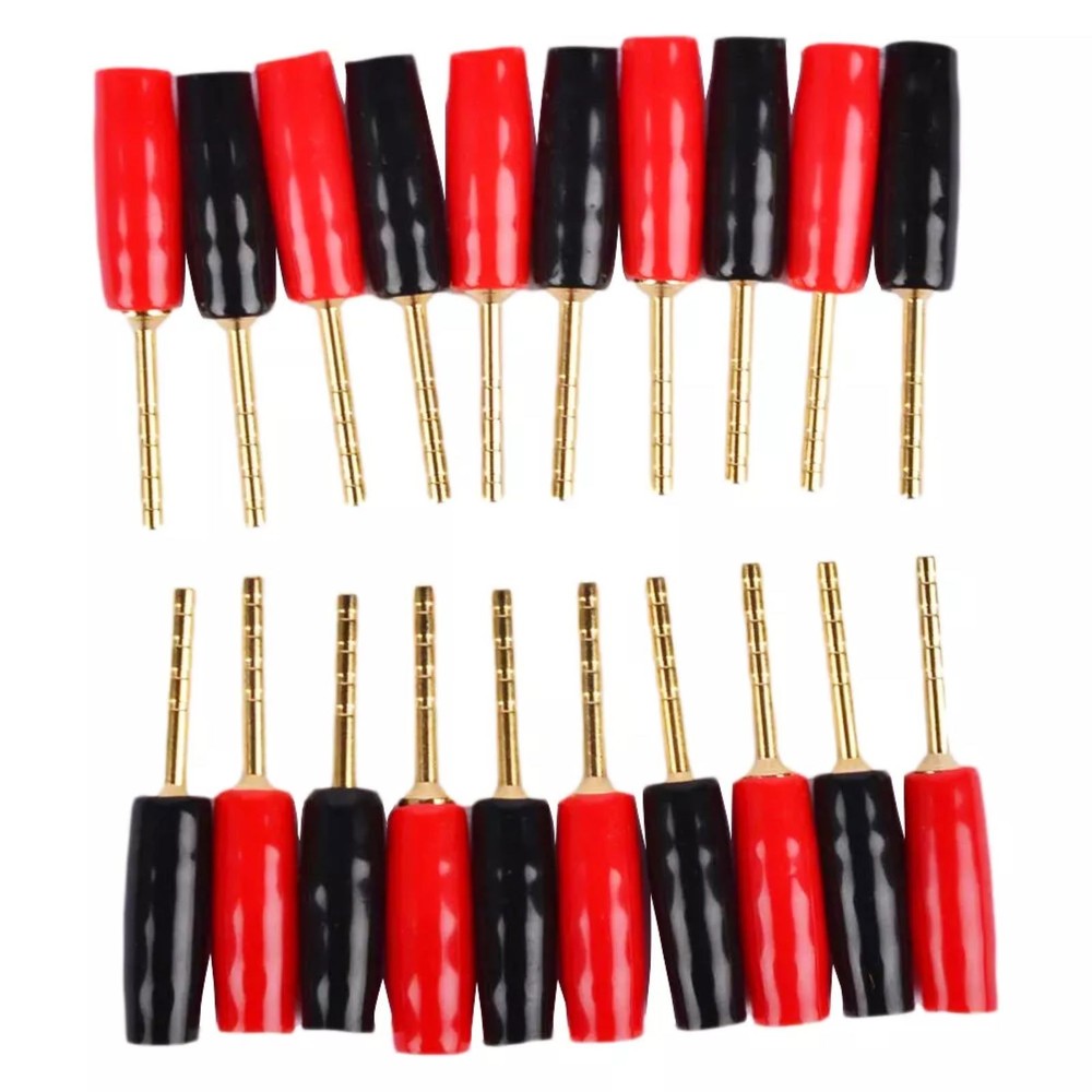 20 Pcs Speaker Pin Connectors 2mm Gold Plated Banana Plugs For Amplifiers