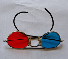 Vintage Anaglyph 3D Glasses Red And Blue Glasses with 2 Clip Ons Lot