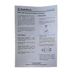 RadioShack PRO-100 Vintage Racing Communications Headset Model 20-282