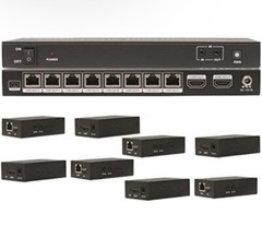 A-Neuvideo 1 x 8 HDMI 4K30/1080p Cat 6 Extender Splitter with 8 Receivers